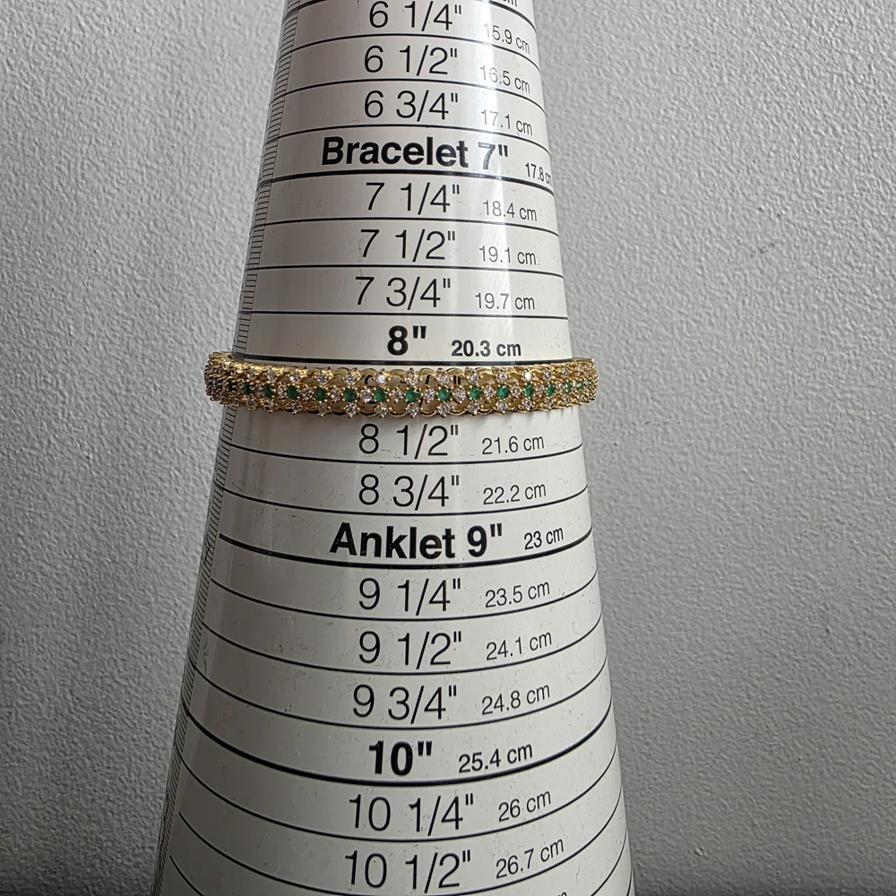 Watch Gold / Genuine Emerald & Diamond Simulant Bangle Bracelet Set